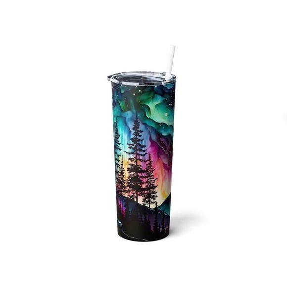 Northern Lights 20oz Steel Tumbler With Straw - Picture 2 of 8